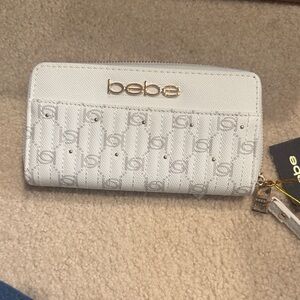 Bebe Cream Wallet with Gold Logo